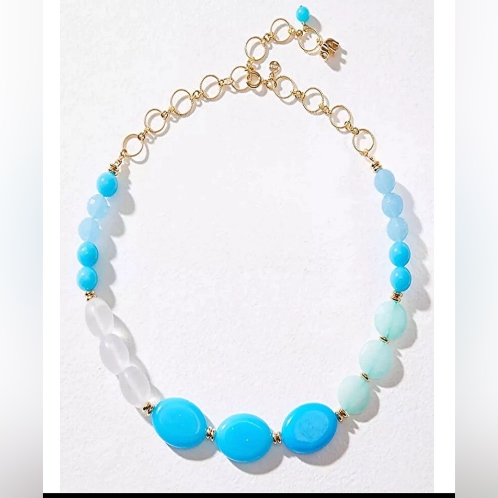 Ann Taylor LOFT Turquoise Splash Mixed Stone Beaded Statement Necklace